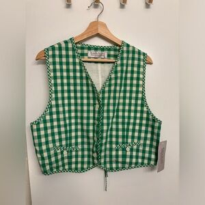 VINTAGE Karen Scott Green Gingham Vest